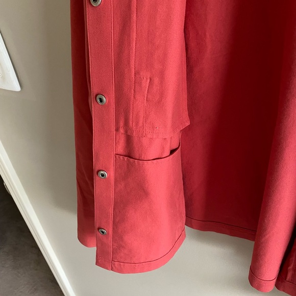 Eileen Fisher Small Red Jacket Military Asian Minimalistic Blouse Zip Up - Picture 12 of 15